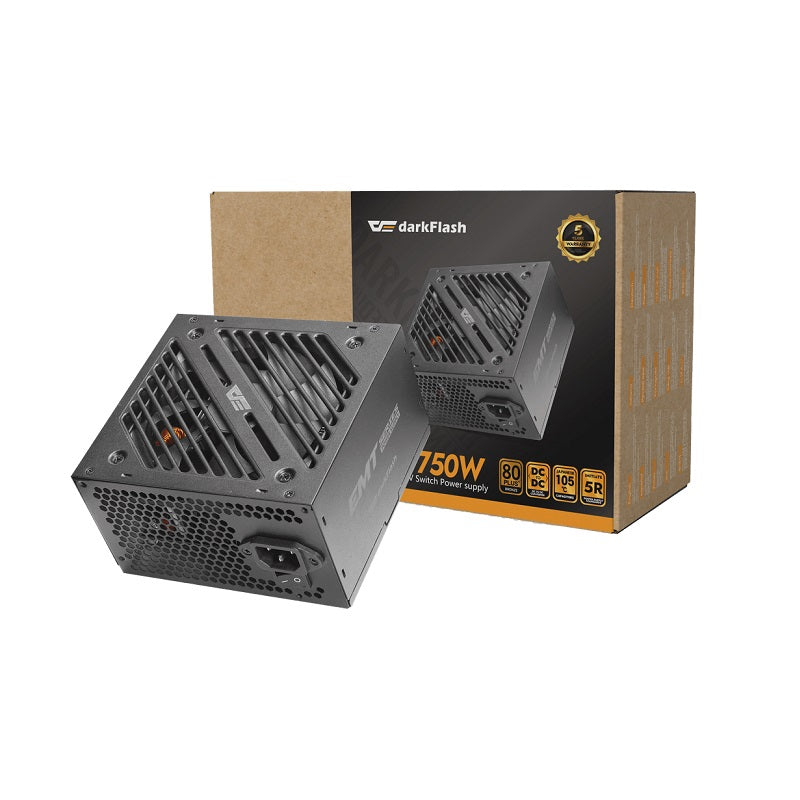 Fuente de poder DarkFlash EMT750, 750W, 80+ BRONZE, ATX 12V, No Modular, Negro
