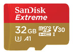 SanDisk Extreme - Tarjeta de memoria flash (adaptador microSDHC a SD Incluido) - 32 GB - A1 / Video Class V30 / UHS-I U3 - microSDHC UHS-I