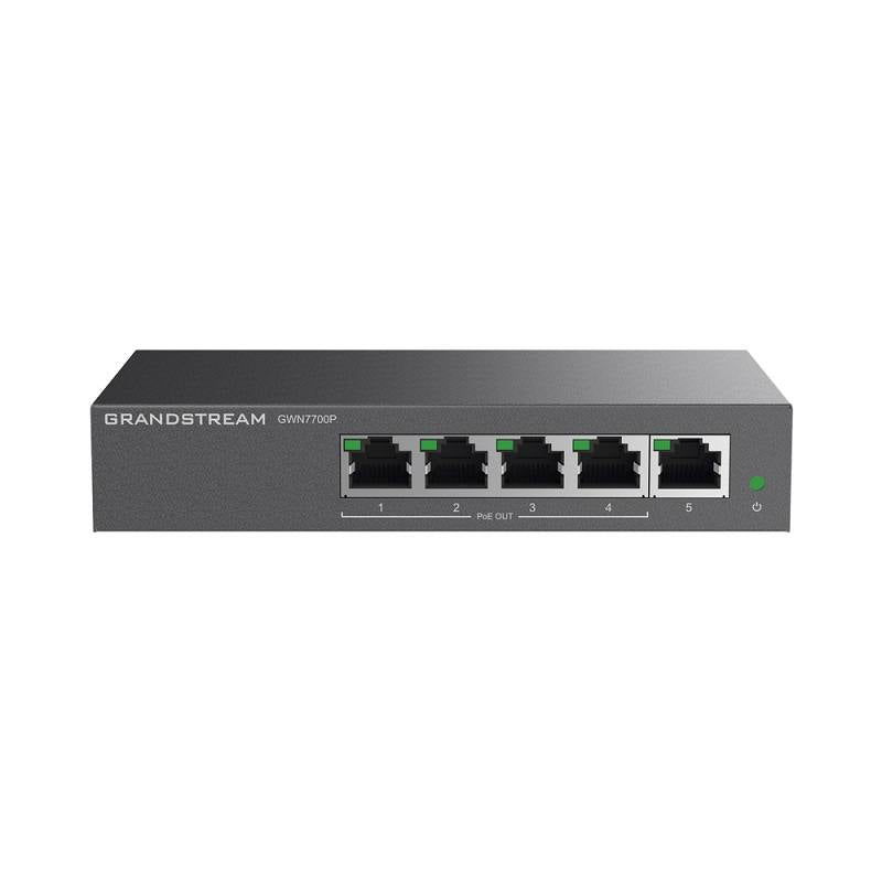 Switch GrandStream GWN7700P de 5 puertos Gigabit Ethernet. 4 puertos PoE+, No Administrable