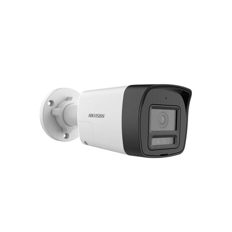 Cámara Bullet Hikvision TVI/AHD/CVI/CVBS, 2.8mm, 2MP FHD, IR 30m, Sirena, Audio bidireccional, IP67, Metal