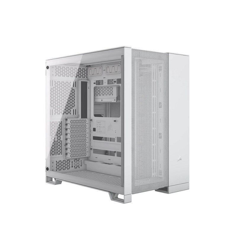 Gabinete Gaming CORSAIR 6500D Airflow, ATX Mid-Tower, panel Frontal y superior malla, lateral vidrio templado, Blanco