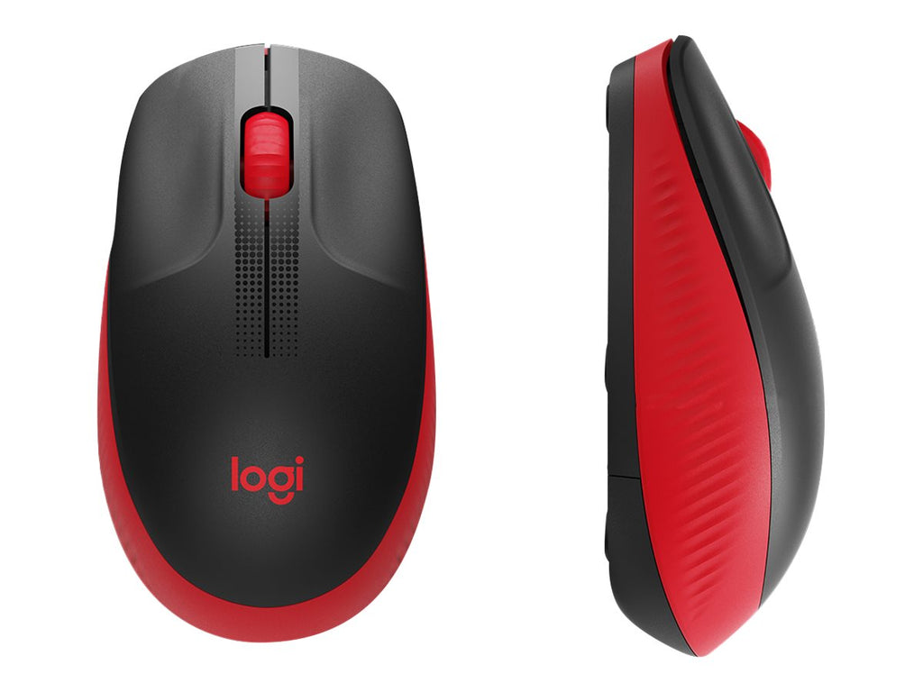 Logitech M190 - Ratón - óptico - 3 botones - inalámbrico - receptor inalámbrico USB - rojo