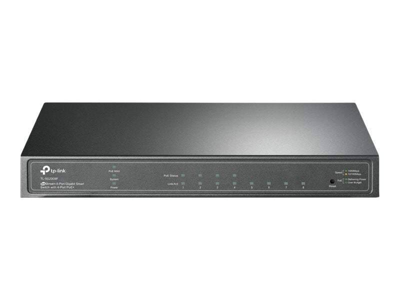TP-Link JetStream TL-SG2008P - V1 - conmutador - inteligente - 4 x 10/100/1000 + 4 x 10/100/1000 (PoE+) - sobremesa - PoE+ (62 W)