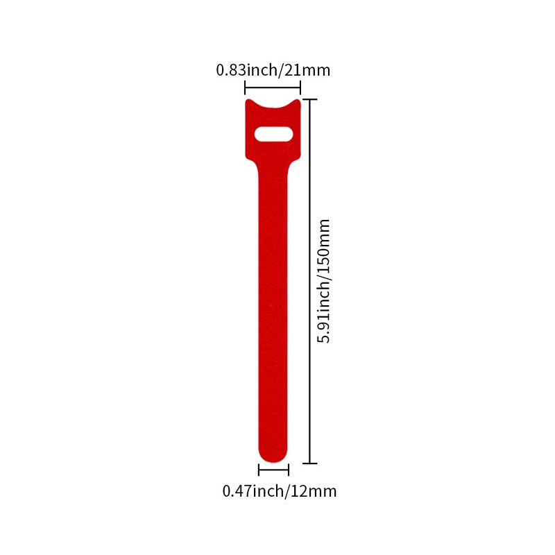 Correa de velcro tipo T para organizar cables, 12 x 150mm, 0.7 g, color Rojo