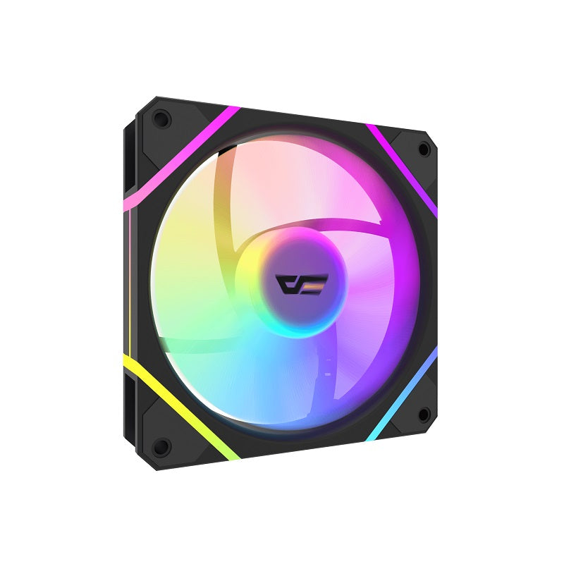 Abanico DarkFlash DM12 Pro, 120mm, ARGB LED, 4 Pin PWM, 5V 3Pin A-RGB, Negro