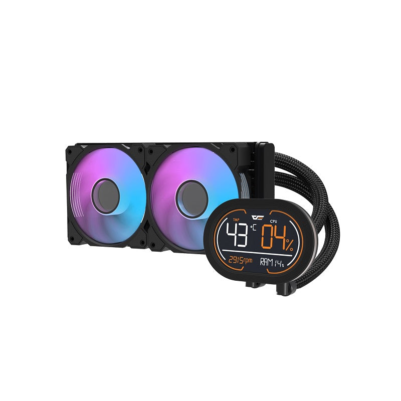 Sistema de Enfriamiento Liquido DarkFlash DH240D, Radiador 240mm, ARGB LED Dual Fan, 2000RPM, Negro