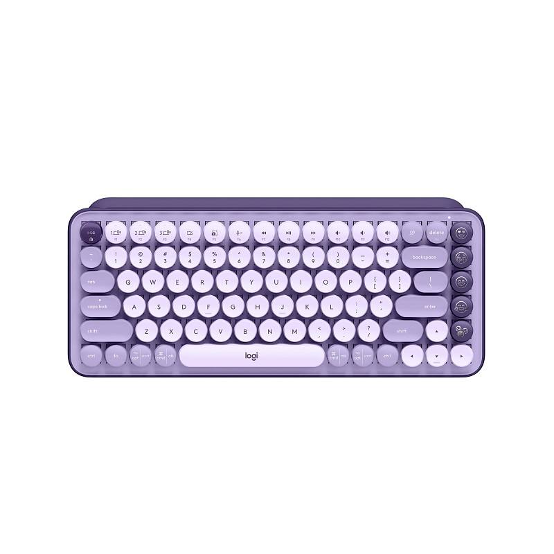 Teclado Mecánico LOGITECH POP Keys Cosmos emojis, Conexión Simultanea hasta 3 Dispositivos vía receptor USB o Bluetooths, Morado, In