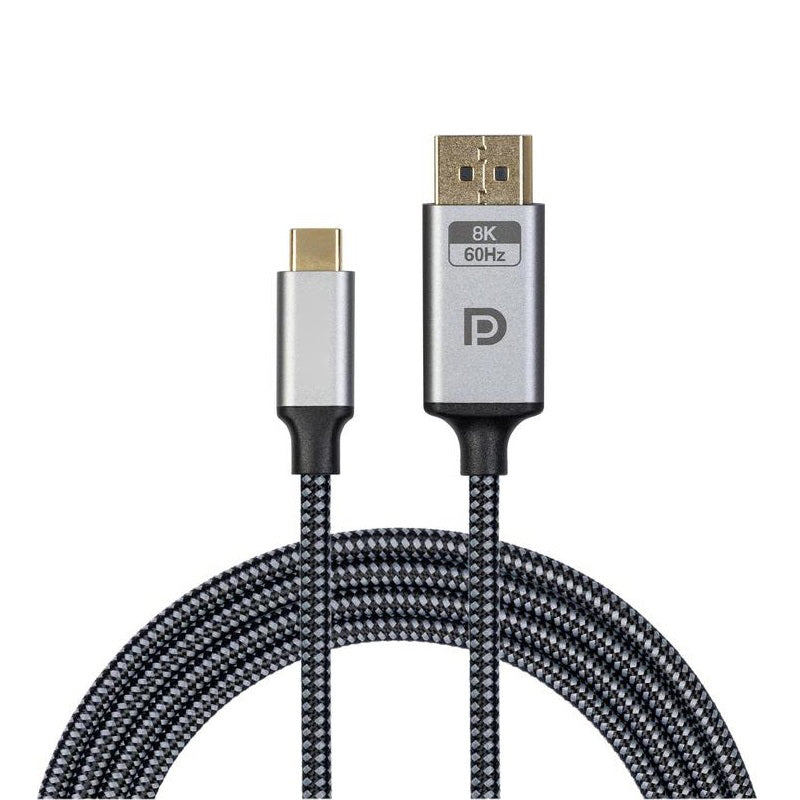 Cable USB Tipo C A DisplayPort T-Vision, Macho - Macho, 8K 60Hz, 1.8 Metros, cable trenzado