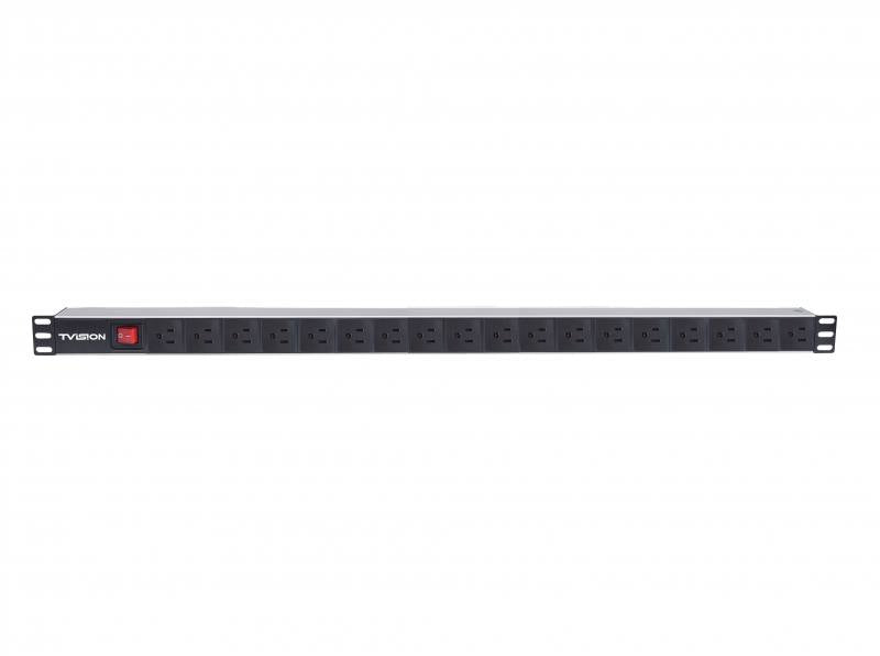 Regleta PDU T-VISION para Rack de 18 puertos verticales, con interruptor de encendido y apagado