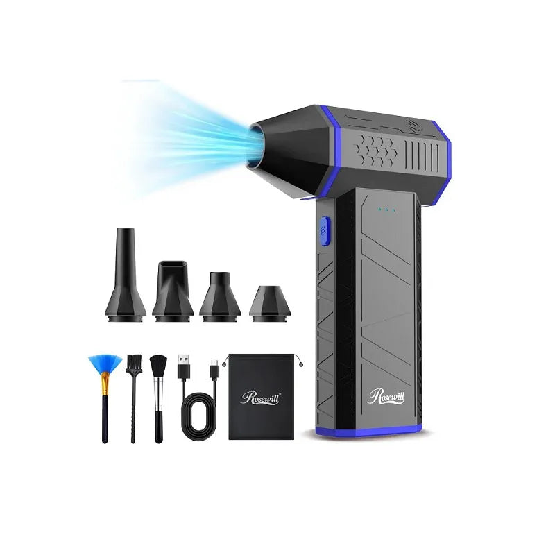 Soplador de aire eléctrico Rosewill 25001, 3 velocidades con carga rápida, ideal para computadora y teclado.