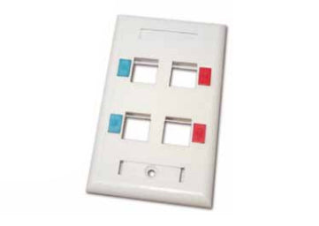 TAPA PARA MOLDURA RJ45 ,4 SALIDAS, VERTICAL, CON ETIQUETAS