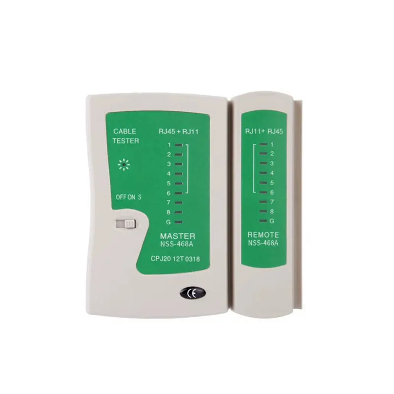 Probador para Cable de Red NSS-468A, RJ45 y RJ11, no incluye batería, Gris / Verde