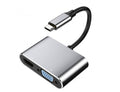 Adaptador Multiple 2 en 1 USB 3.1 tipo C a HDMI y VGA 4K UHD, soportado en Windows & MacOS High Sierra, Negro