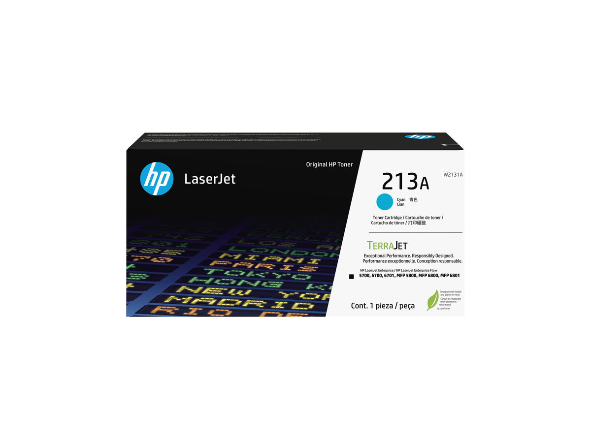 HP 213A - Cián - original - LaserJet - cartucho de tóner (W2131A) - para Color LaserJet Enterprise 5700dn, 6700dn, MFP 5800dn, MFP 6800dn