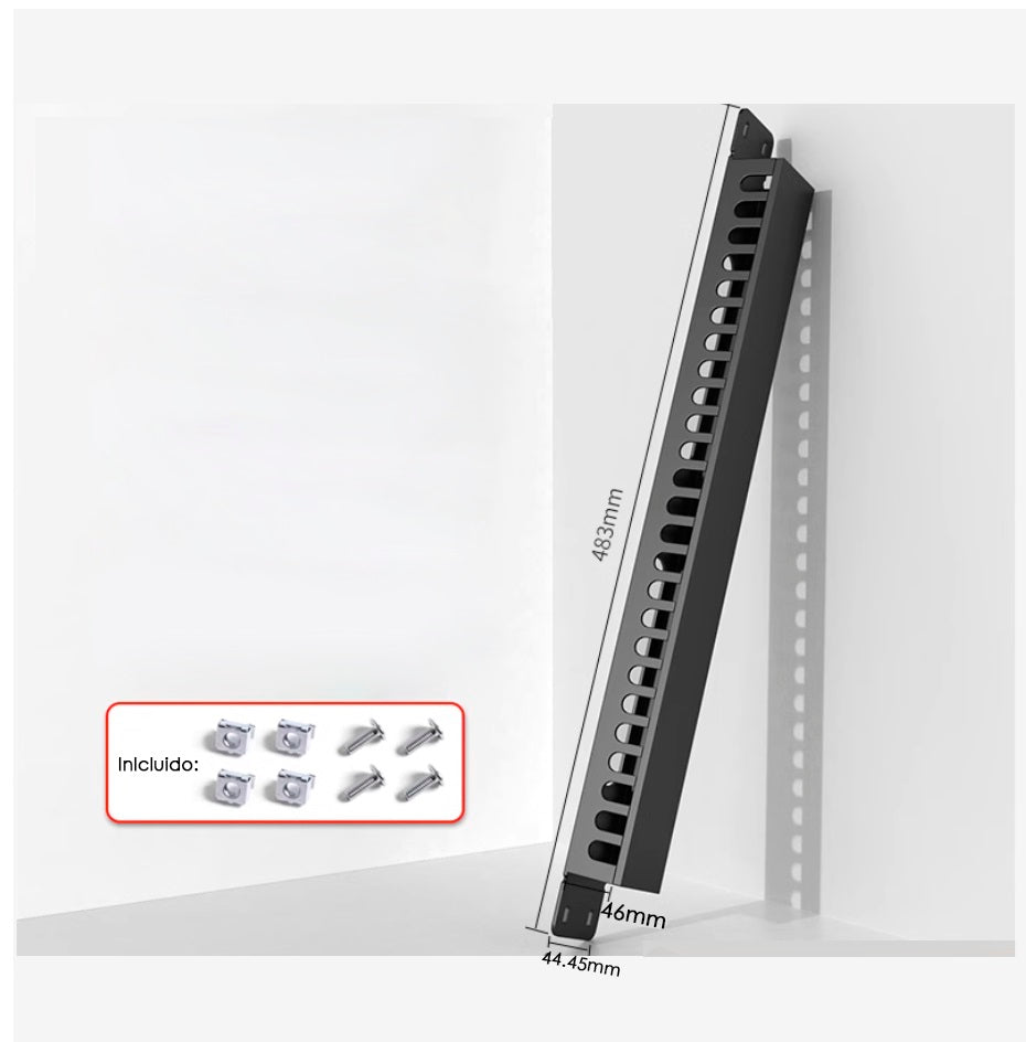 Organizador de cable T-Vision horizontal 1U, 19",  50 Puertos, 1.4mm de espesor