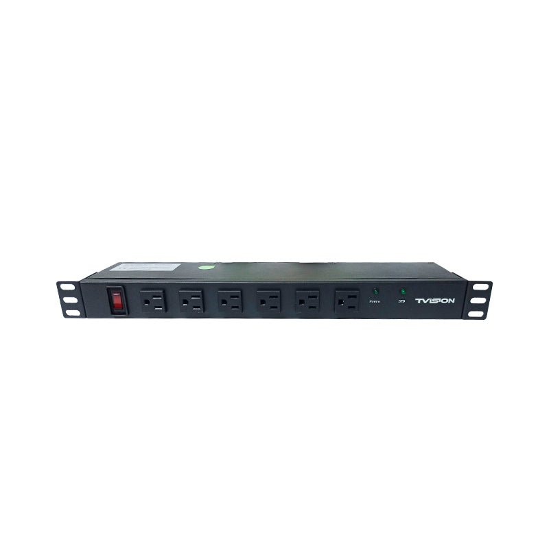 Regleta PDU T-VISION para Rack de 12 puertos frontal y trasero, con interruptor de encendido y apagado