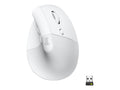 Logitech Lift Vertical Ergonomic Mouse - Ratón vertical - ergonómico - 6 botones - inalámbrico - 2.4 GHz, Bluetooth - receptor de USB Logitech Logi Bolt - blanco hueso