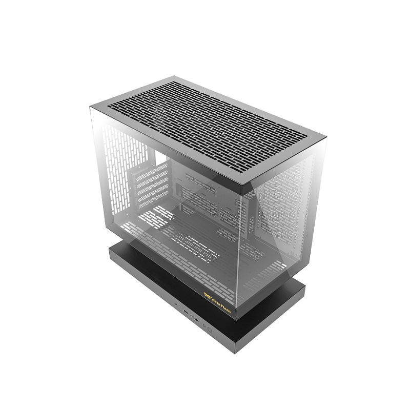 Gabinete Gaming DarkFlash FLOATRON F1, Micro ATX, Panel lateral y frontal de vidrio templado, Color Negro