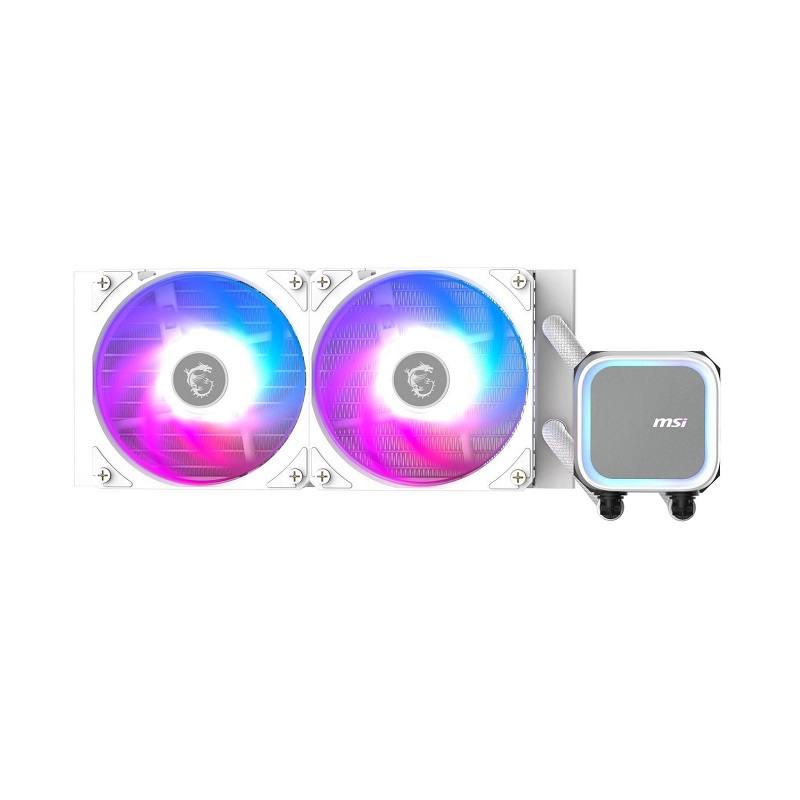 Sistema de enfriamiento Liquido MSI MAG Coreliquid A13, ARGB, Radiador 240mm 2x Fan, 2000RPM, Intel y AMD, Blanco