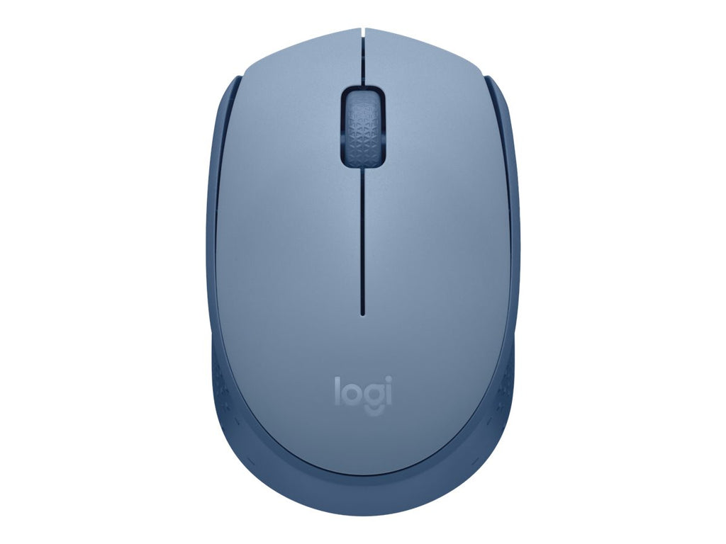 Logitech M170 Wireless Mouse, Ambidextrous, Blue Gray - Ratón - diestro y zurdo - óptico - 3 botones - inalámbrico - 2.4 GHz - receptor inalámbrico USB - azul/gris