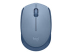 Logitech M170 Wireless Mouse, Ambidextrous, Blue Gray - Ratón - diestro y zurdo - óptico - 3 botones - inalámbrico - 2.4 GHz - receptor inalámbrico USB - azul/gris
