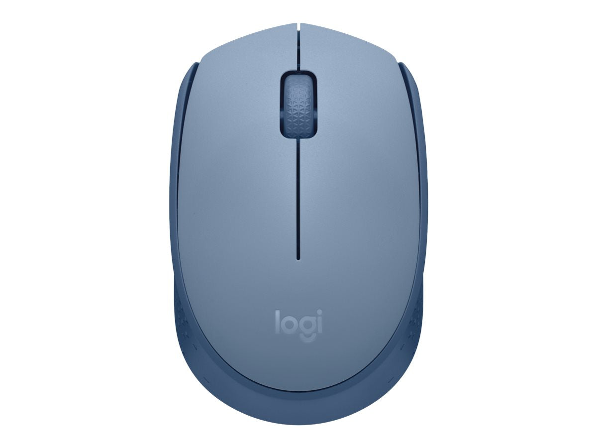 Logitech M170 Wireless Mouse, Ambidextrous, Blue Gray - Ratón - diestro y zurdo - óptico - 3 botones - inalámbrico - 2.4 GHz - receptor inalámbrico USB - azul/gris