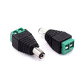 Conector de DC Macho Para CCTV, 5.5x2.5mm con terminal de tornillo, punta color negro