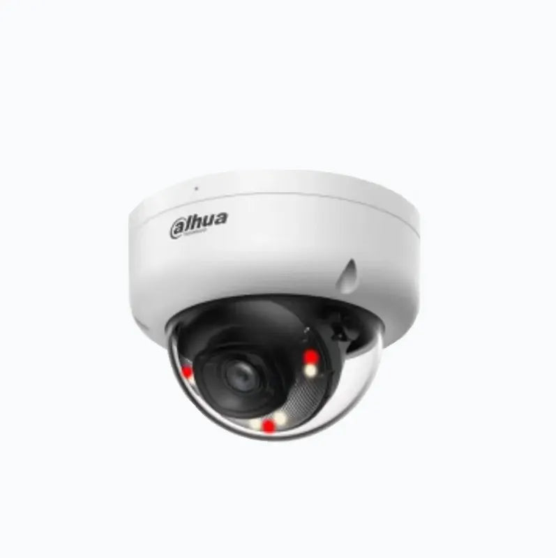 Cámara IP Domo DAHUA SDL, H.265 PoE 2.8mm, 4MP, IR30m, Led 30m, Micrófono, IP67, Plástica