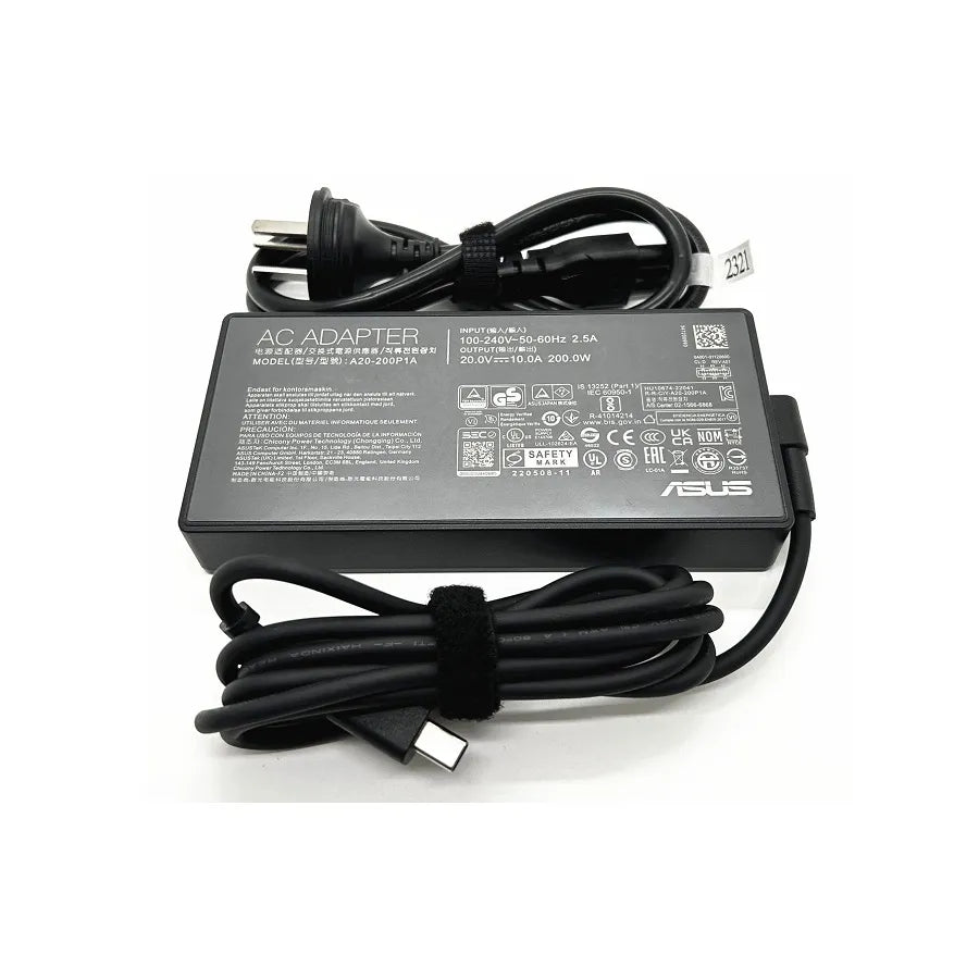 Cargador Original A20-200P1A para Laptop ASUS, 20V 10A 200W, conector rectangular, 8x4x11mm