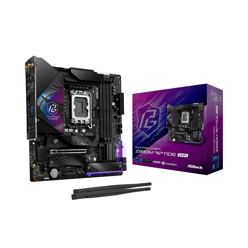 Tarjeta Madre ASRock Z890M Riptide WiFi, LGA 1851, DDR5 9466, M.2, SATA3 6Gb/s, HDMI, DisplayPort 1.4, Thunderbolt 4 Tipo C, LAN, M-ATX