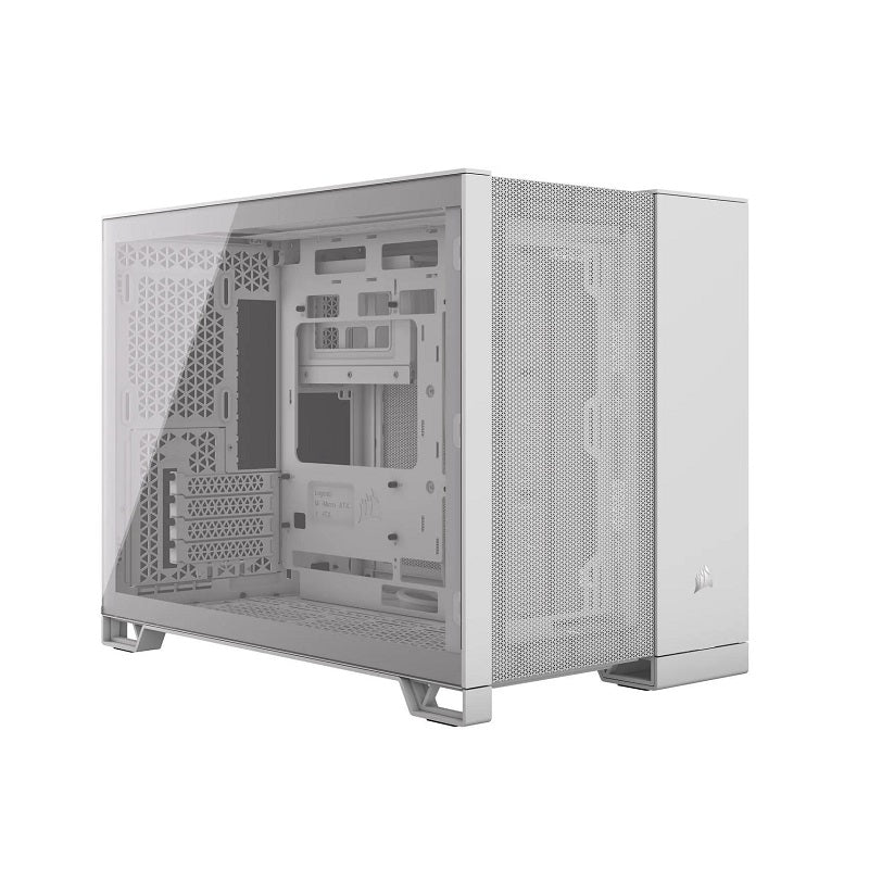 Gabinete Gaming CORSAIR 2500D Airflow Black, Micro ATX, panel lateral vidrio templado, Blanco