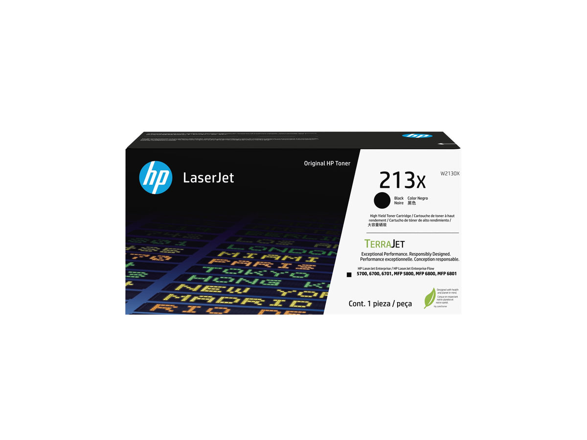 HP 213X - Alto rendimiento - negro - original - LaserJet - cartucho de tóner (W2130X) - para Color LaserJet Enterprise 67XX, MFP 5800, LaserJet Enterprise Flow MFP 5800, MFP 6800
