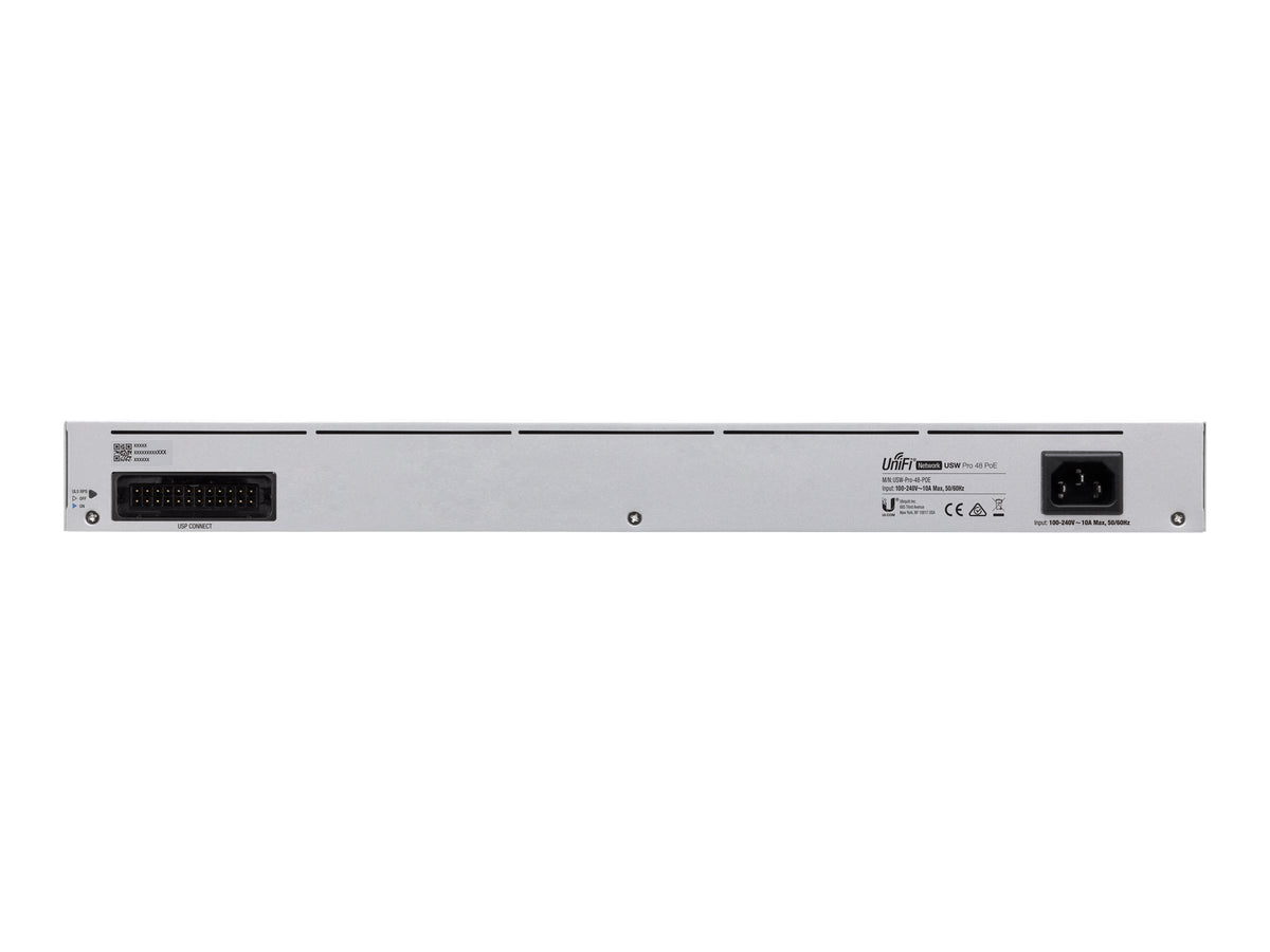 Ubiquiti UniFi Switch USW-PRO-48-POE - Conmutador - Gestionado - 48 x 10/100/1000 (40 PoE+, 8 PoE++) + 4 x 10Gb Ethernet SFP+ - montaje en rack - PoE++ (600 W) - CA 120/230 V / DC 11,5/52 V