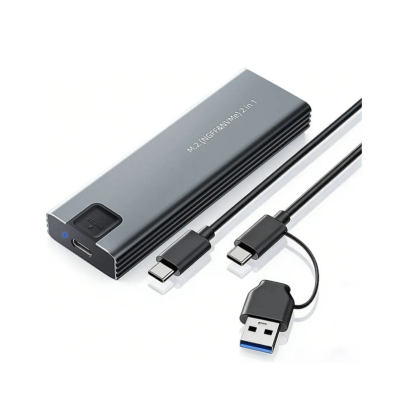 Enclosure T-VISION 2 en 1, Caja para SSD M.2 NGFF y NVMe, USB Tipo C y USB 3.0, velocidad de transmisión 10Gbps, Negro