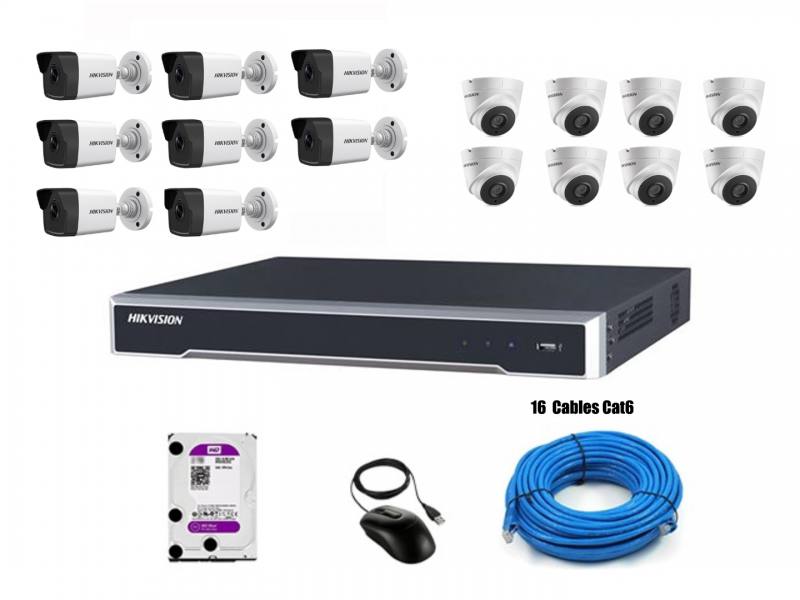 KIT De Camara Vigilancia IP Hikvision 16CH 1080P, 2MP, 2TB, P2P