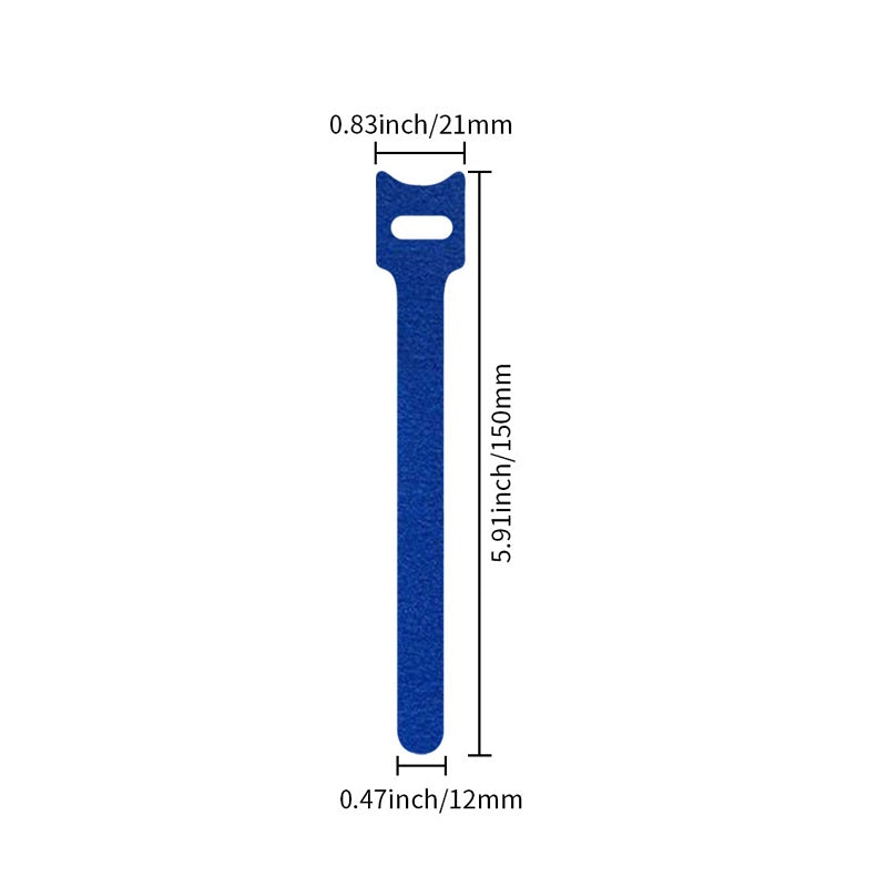Correa de velcro tipo T para organizar cables, 12 x 150mm, 0.7 g, color azul