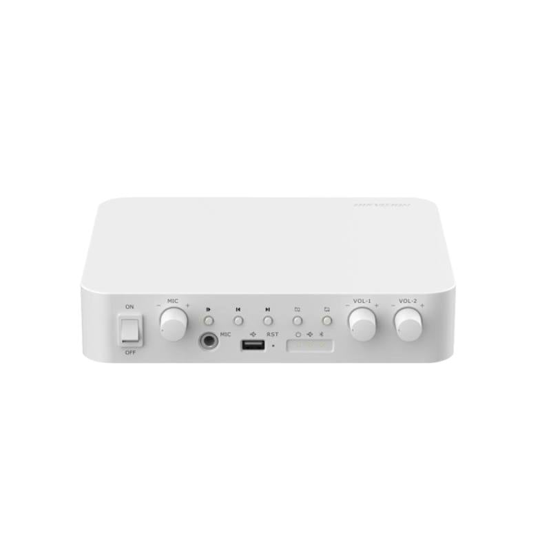 Amplificador IP de Red HIKVISION QAE1A80G1-VB, dos zonas, 80W, Alarma, USB, Bluetooth