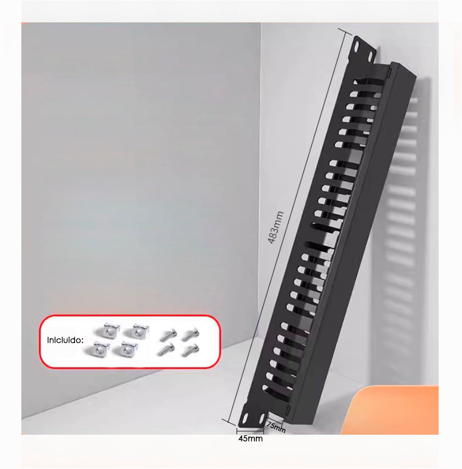 Organizador de cable T-Vision horizontal 1U, 19",  48 Puertos, 1.5mm de espesor