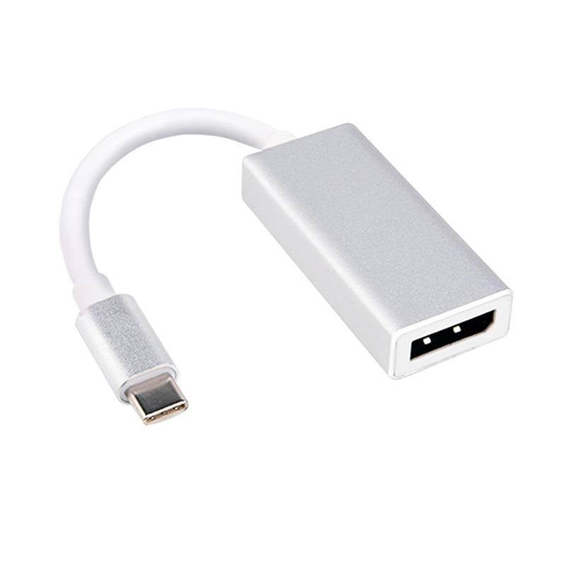 Adaptador AON USB Tipo C Macho A DisplayPort Hembra, Color gris