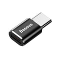 Adaptador Convertidor Mini OTG BASEUS, Micro USB Hembra a USB Macho Tipo C, Negro (CAMOTG-01)