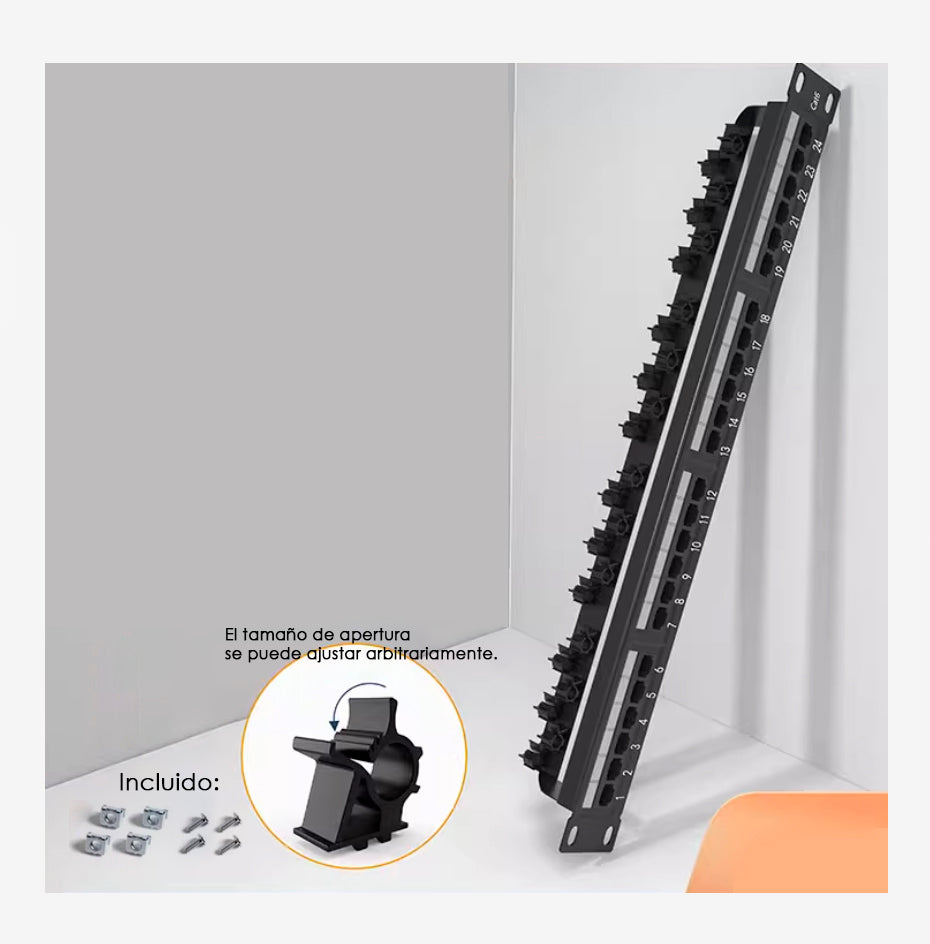 Patch Panel T-VISION Cat6 24 Puertos mejorados, 100% Cobre Pass Fluke, incluye tornillos.