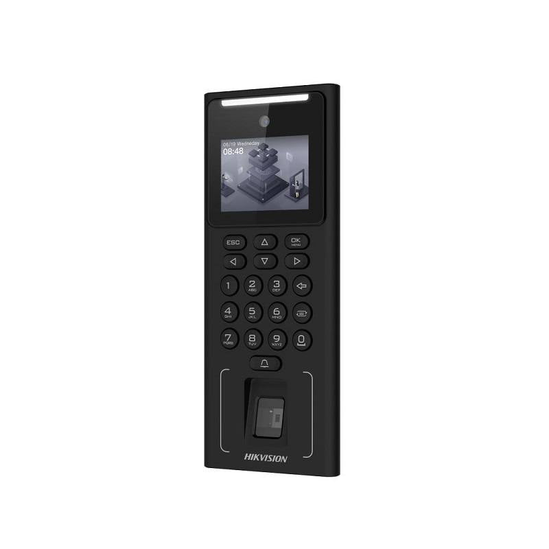 Control de Acceso y asistencia HIKVISION MinMoe WiFi, Pantalla LCD 2.4", reconocimiento Facial, Tarjeta y Huella, 500 Rostros y 3,000 Tarjetas / Huellas