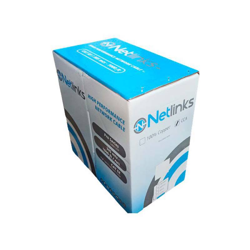 Caja De Cable UTP Cat5e NetLinks, 1000 Pies, Blanco Para Uso En Interiores, 24 AWG, Aleación CCA(A)