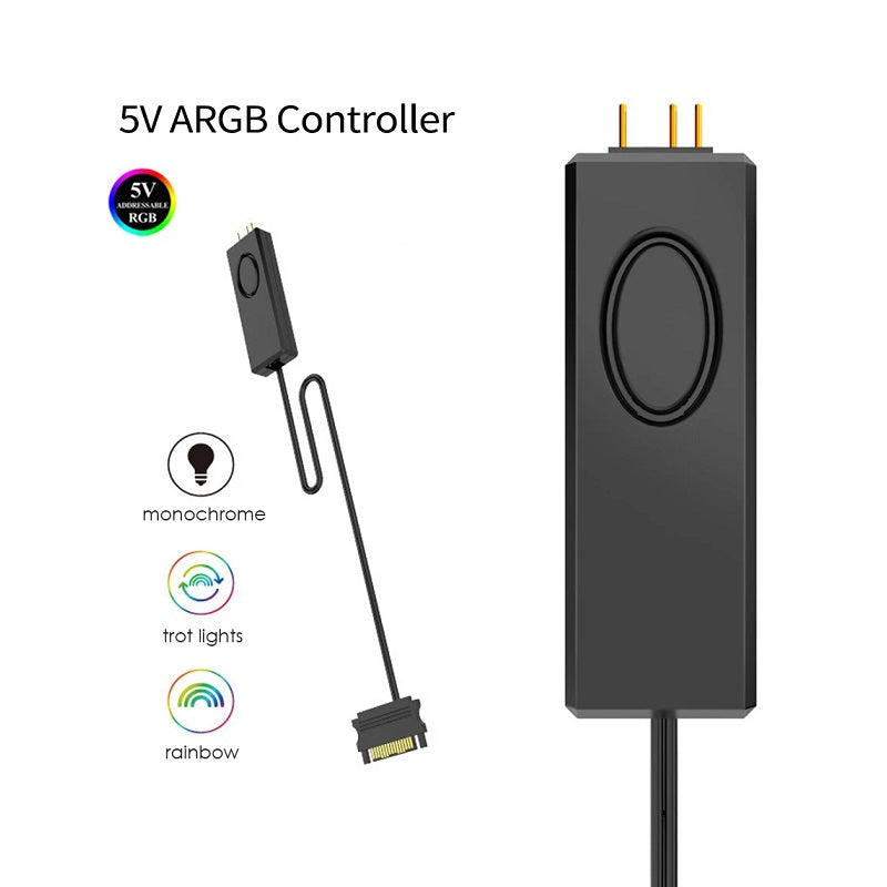 Controlador de iluminación ARGB SATA para computadora de escritorio, 3 pines, 5V