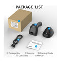 Lector de codigo de barra T-VISION, JHS-X4 2D, conexión inalámbrica 2.4G y Bluetooth, con base, Negro