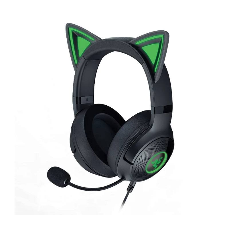 Headset Gaming Razer Kraken Kitty V2, Chroma RGB, Micrófono integrado, conexión USB, color Negro