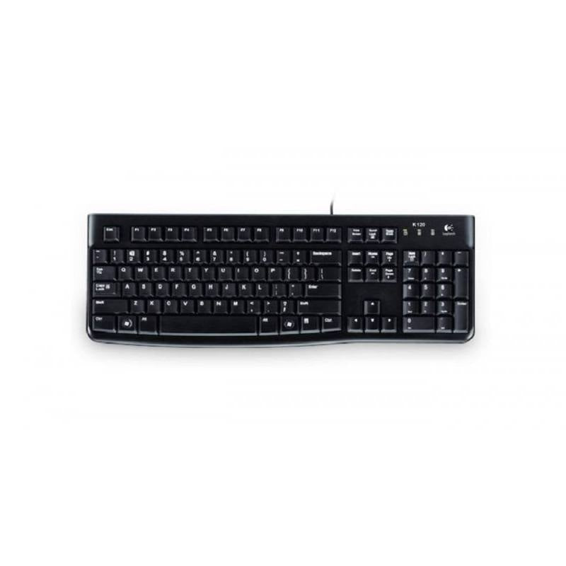 Teclado LOGITECH K120, Conexión USB, Inglés, Negro