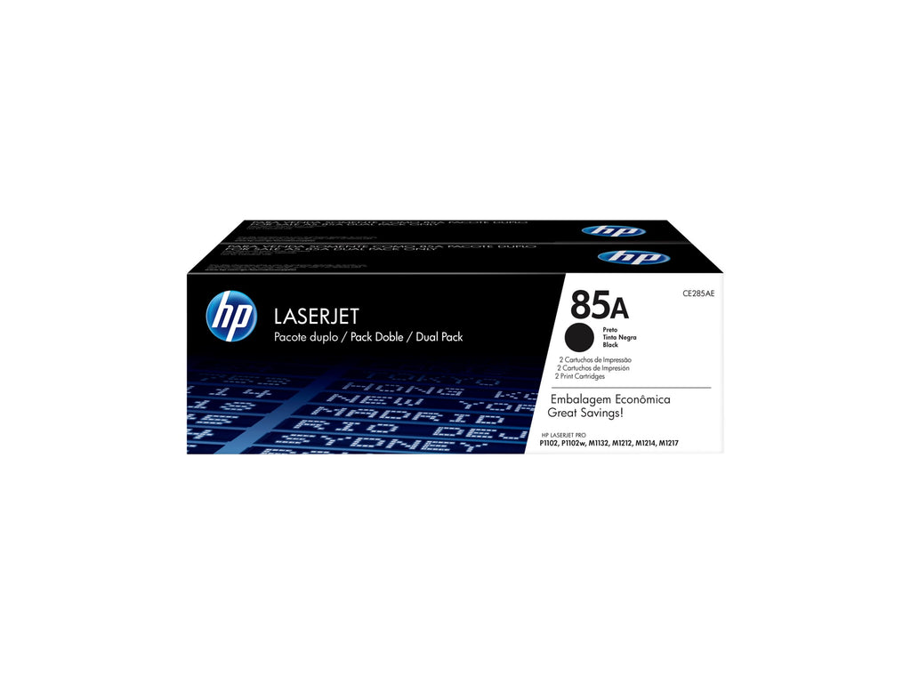 HP 85A - Paquete de 2 - negro - original - LaserJet - cartucho de tóner (CE285AD) - para LaserJet Pro M1132 MFP, M1212nf MFP, M1217nfw MFP, P1102, P1102s, P1102W, P1109, P1109W