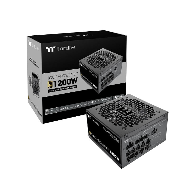 Fuente de Poder THERMALTAKE Toughpower GT, 1200W, 80+ Gold, ATX 3.1, PCIe 5.1, Full Modular, Negro