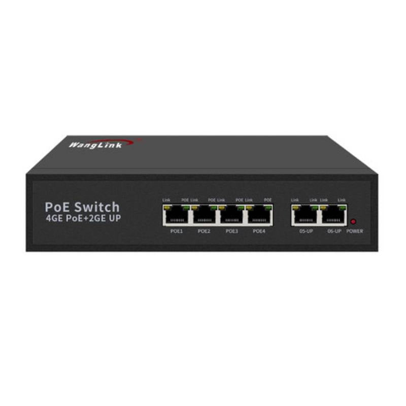 Switch T-VISION 4GE-2GE, de 6 puertos, 4 puertos POE 10/100/1000M + 2 puertos 1000M Gigabit UpLink, 120W